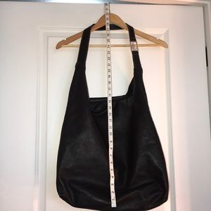 Black leather white stitching